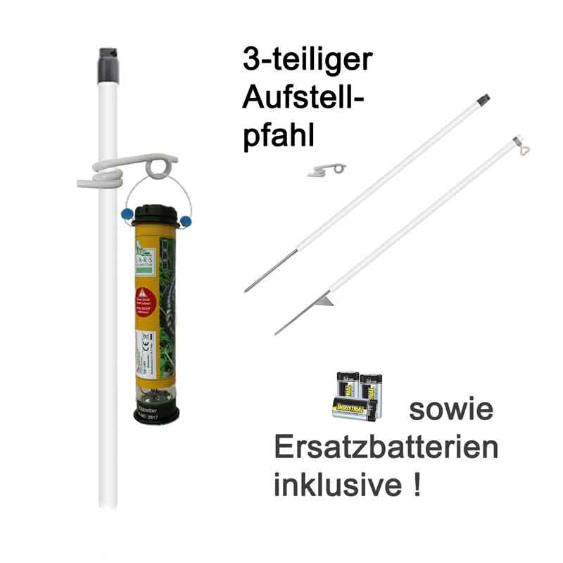 LARS Rehkitzretter LS01 SET, Geräteset bestehend aus Rehkitzretter LS01, Aufstellpfahl und Ersatzbatterien