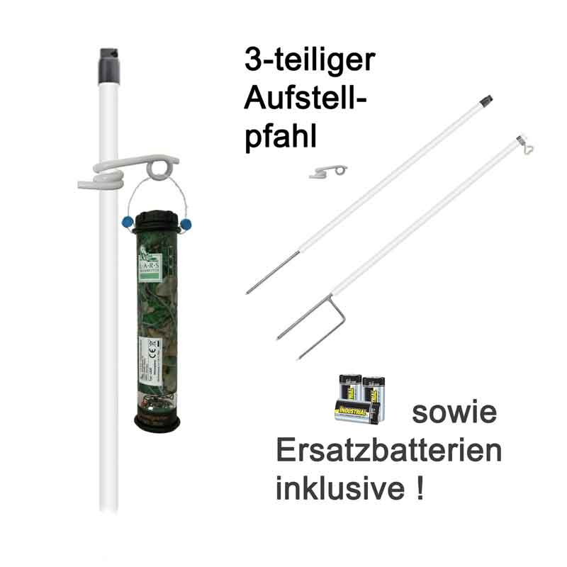 LARS Wildvergrämer LS20 SET, Geräteset bestehend aus Wildvergrämer LS20, Aufstellpfahl und Ersatzbatterien