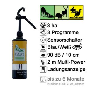 LARS Rehkitz-Retter XS10, Gerätebild mit Produkteigenschaften