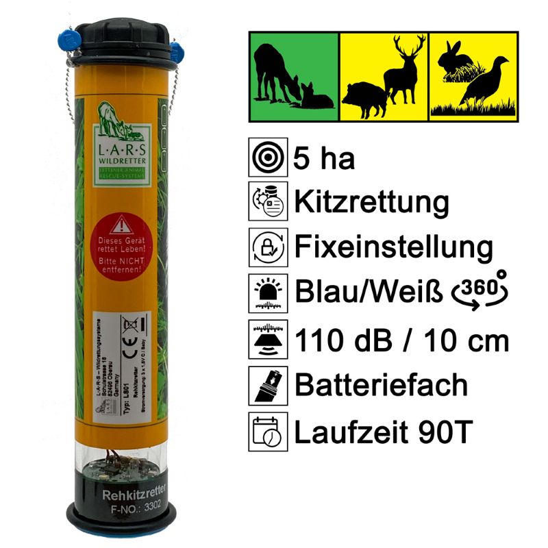 LARS Rehkitzretter-Wildretter LS01, Gerätebild mit Produkteigenschaften