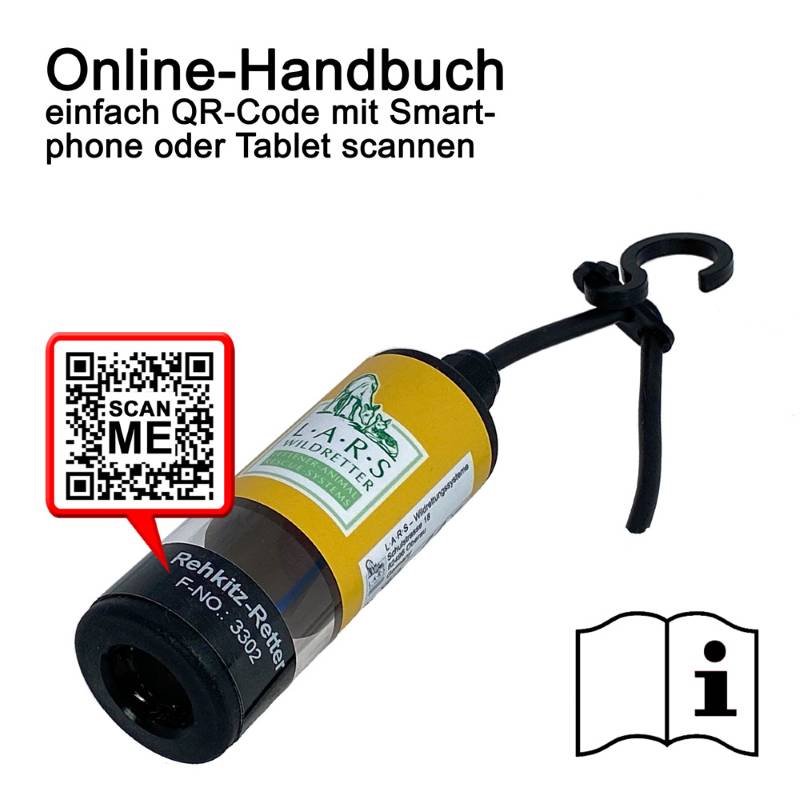 LARS Rehkitz-Retter XS10, Detailansicht Schallaustritt / Blinklicht / Online-Handbuch